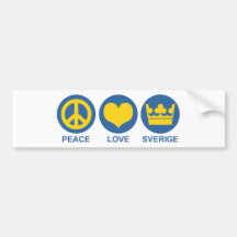 Peace Love Sverige Bumper Stickers
