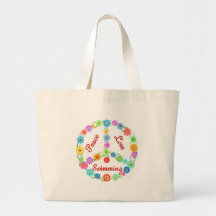Peace Love Swimming Canvas Bags