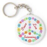 Peace Love Swimming Keychain