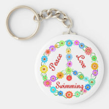 Peace Love Swimming Keychain