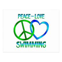 Peace Love SWIMMING Postcard