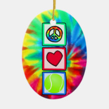 Peace, Love, Tennis Ornaments