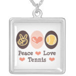 Peace Love Tennis Sterling Silver Necklace