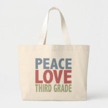 Peace Love Third Grade Canvas Bag