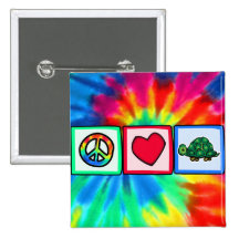Peace, Love, Turtles Pinback Buttons