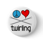 Peace Love Twirling Pinback Button