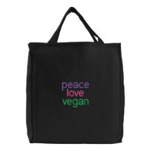 peace, love, vegan canvas bags