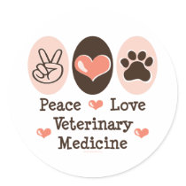 Peace Love Veterinary Medicine Stickers 20 Pk