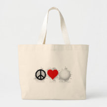 Peace Love Volleyball  Emblem 1 Canvas Bags