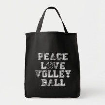 Peace, Love, Volleyball Tote Bag