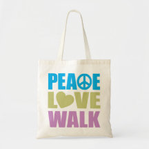 Peace Love Walk Canvas Bags