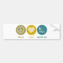 Peace Love Water Ski Bumper Sticker