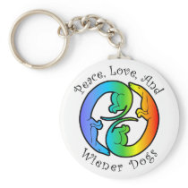 Peace, Love, & Wiener Dogs Keychain