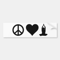 Peace Love Yoga bumper stickers
