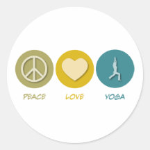 Peace Love Yoga Round Stickers