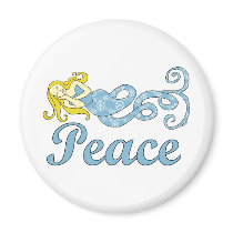 Peace Mermaid (Holiday Dreams) Round Refrigerator Magnet