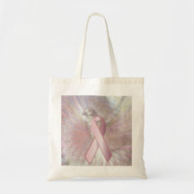 Peace On Angelic Wings Pink Ribbon Tote Bag