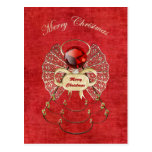 Peace on Earth - Christmas Angel of Peace - Red Postcard