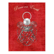 Peace on Earth - Christmas Angel of Peace - Red Post Cards