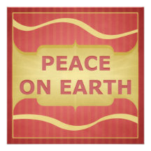 Peace on Earth Christmas Holiday Party Red Gold Custom Announcement