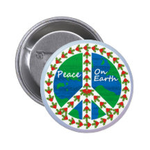 Peace on Earth Christmas Pinback Button