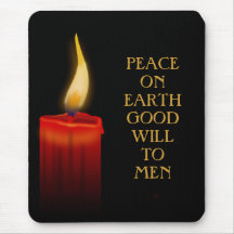 Peace on Earth Good Will Candle Flame Christmas Mouse Pads