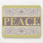 Peace on Earth Ornate Gold Purple Cream Christmas mousepads