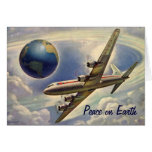 Peace on Earth Vintage Airplane Christmas Card