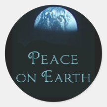 Peace on Earth with Image of Earth from Space Round Stickers