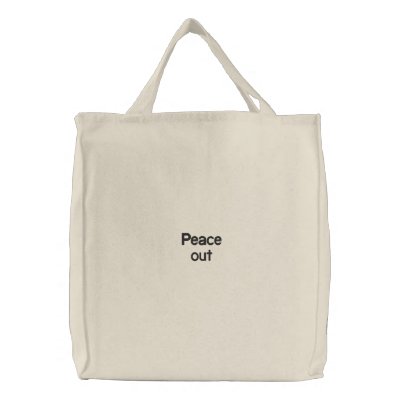 Peace out embroidered bag