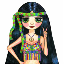 Peace Out Girl Hippie Flashing Peace Sign Photo Sculpture