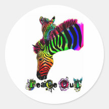 peace out zebra round stickers