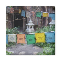 PEACE PRAYER FLAGS AT TEMPLE FRIDGE MAGNET
