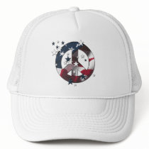 Peace Sign American Stars & Stripes Flag Hat