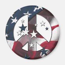 Peace Sign American Stars & Stripes Flag Magnets