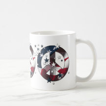 Peace Sign American Stars & Stripes Flag Mugs