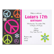 Peace Sign Birthday Invitation - Teen