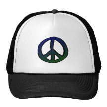 Peace Sign Blue and Green Trucker Hat