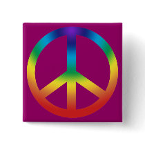 Peace Sign button; Chakra Colours