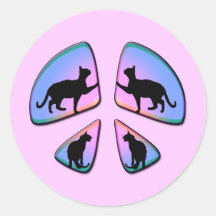 PEACE SIGN CATS STICKERS
