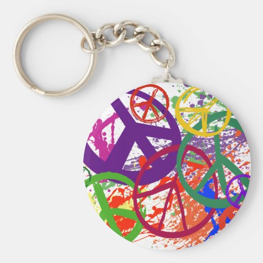 PEACE SIGN COLLAGE KEYCHAINS