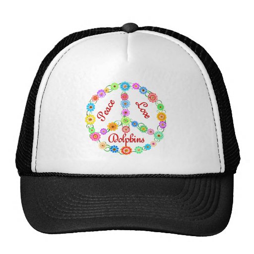 Peace Sign Dolphins Mesh Hat