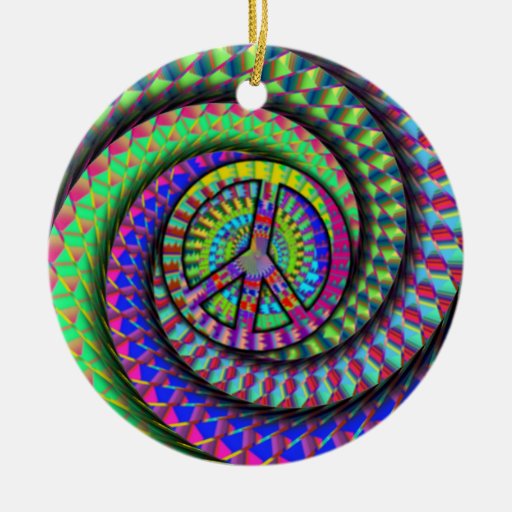 Peace Sign & Flowers Ornament