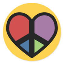 Peace Sign In A Heart Stickers