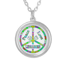 Peace Sign Libraries Personalized Necklace