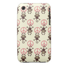 Peace Sign Monkeys Case-Mate iPhone 3 Cases