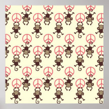 Peace Sign Monkeys Posters