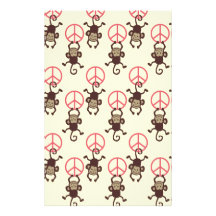 Peace Sign Monkeys Stationery Paper