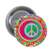Peace Sign, Moon, Stars & Everything Pinback Button
