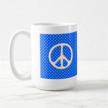 Peace Sign Party in Blue Mug